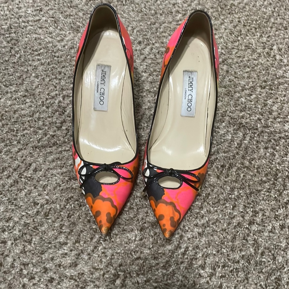 Authentic flower print Jimmy Choo heels sz 38.5